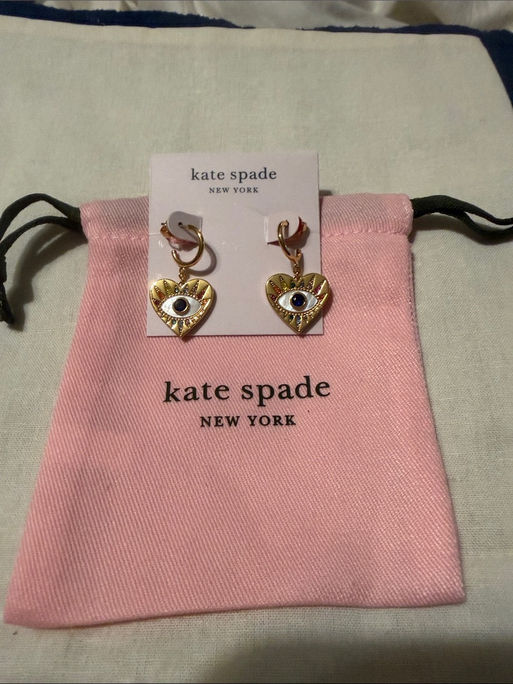 kate spade Gold Heart Eye Drop Earrings